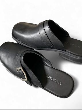 Our Legacy Black Leather Buckle Slide Mules